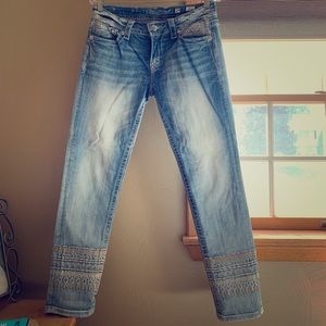 Miss Me, size 29, embroidered jeans